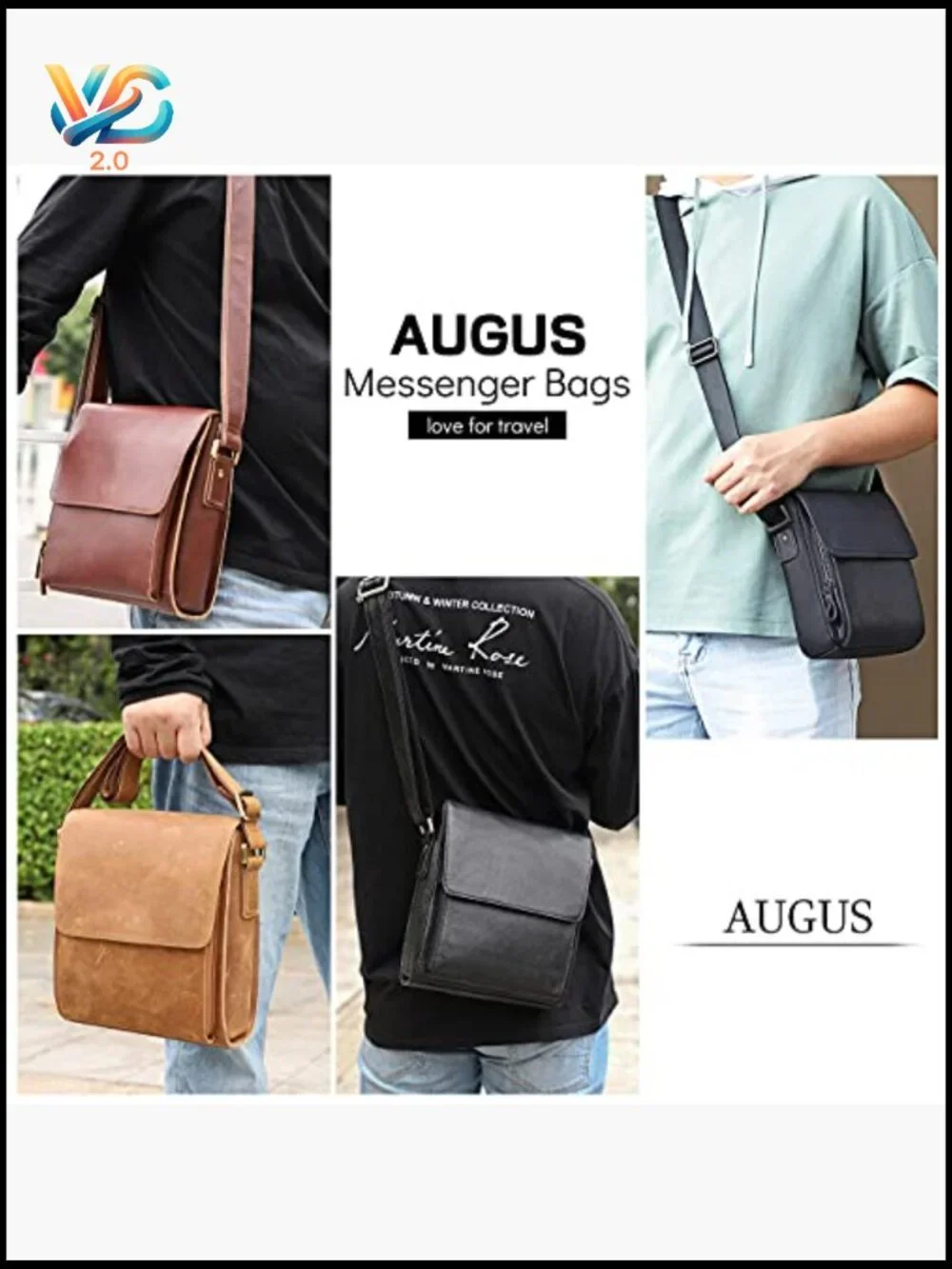 Messenger Crossbody Shoulder Bag for Men Work Business Casual Adjustable Strap